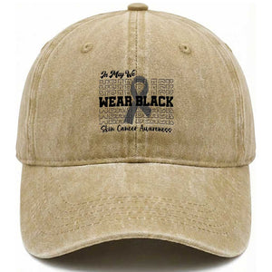 Skin Cancer Awareness Month Washed Cotton Baseball Cap In May We Wear Black TS12 Print Your Wear