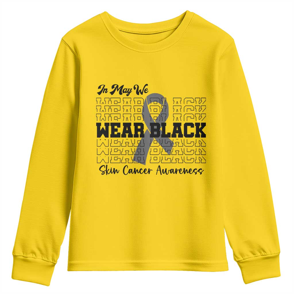 Skin Cancer Awareness Month Youth Sweatshirt In May We Wear Black TS12 Daisy Print Your Wear