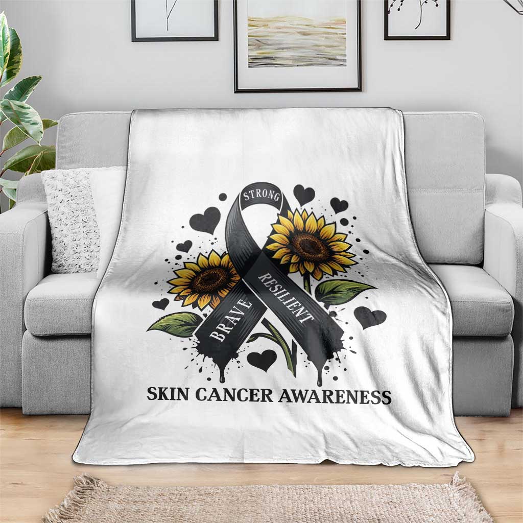 Sunflower Skin Cancer Awareness Throw Blanket Brave Strong Resilient TS12 Print Your Wear