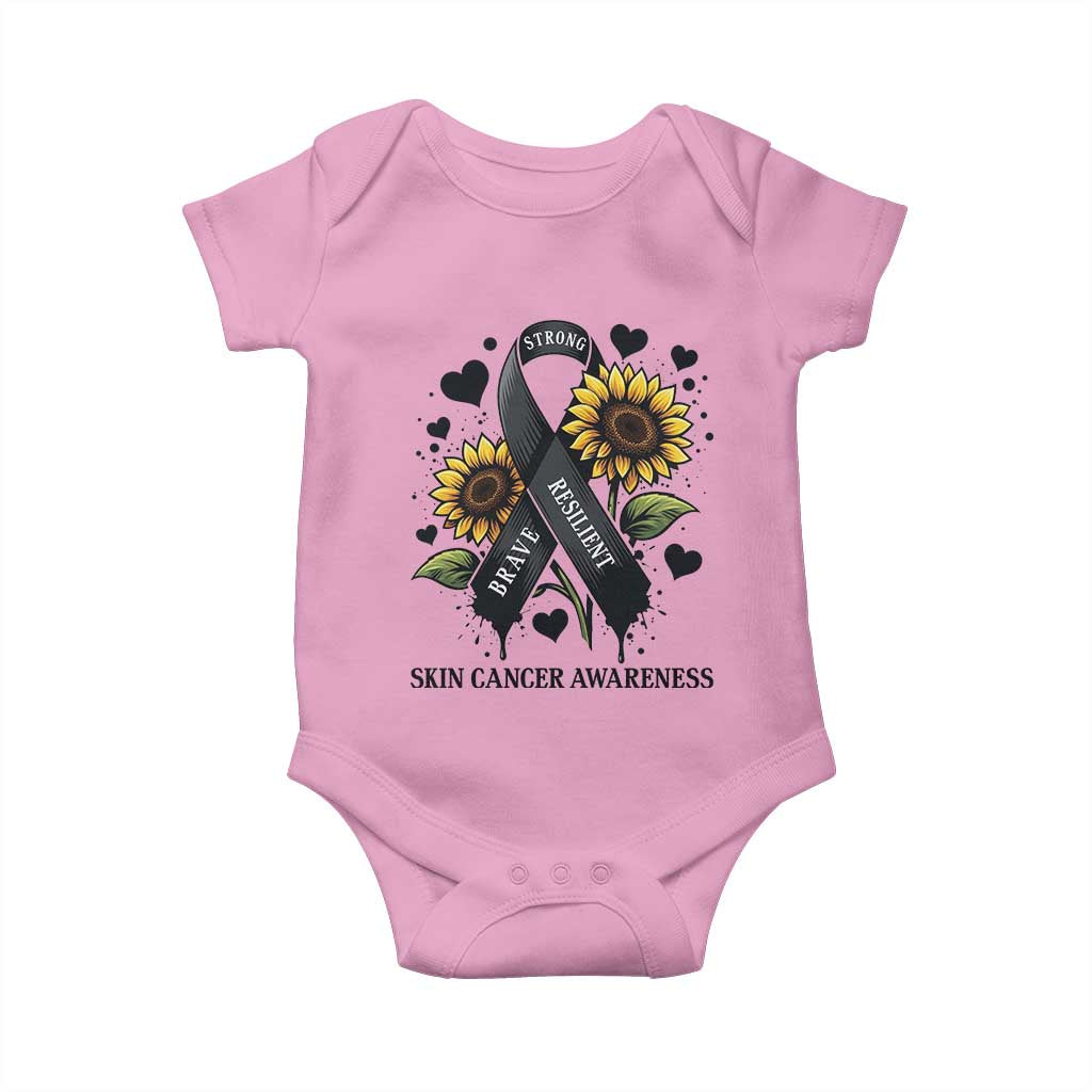 Sunflower Skin Cancer Awareness Baby Onesie Brave Strong Resilient TS12 Light Pink Print Your Wear