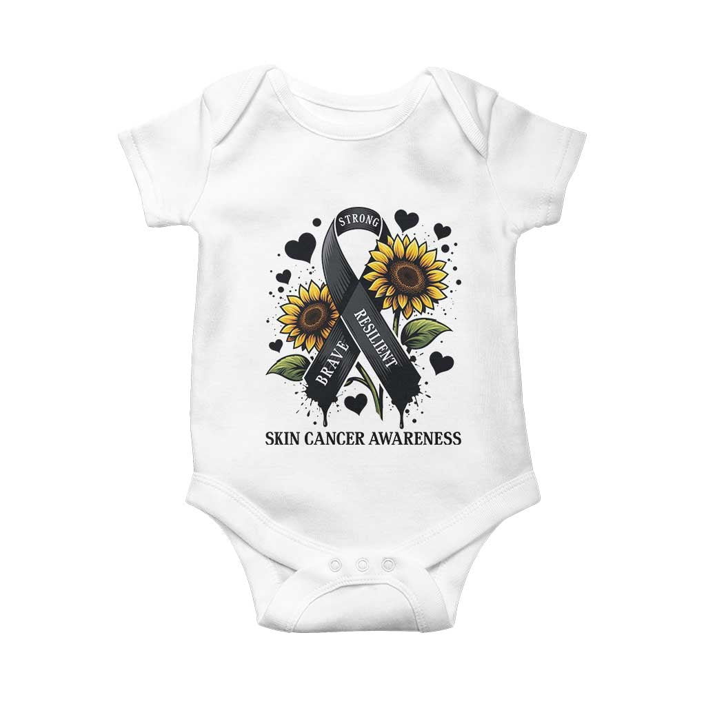 Sunflower Skin Cancer Awareness Baby Onesie Brave Strong Resilient TS12 White Print Your Wear