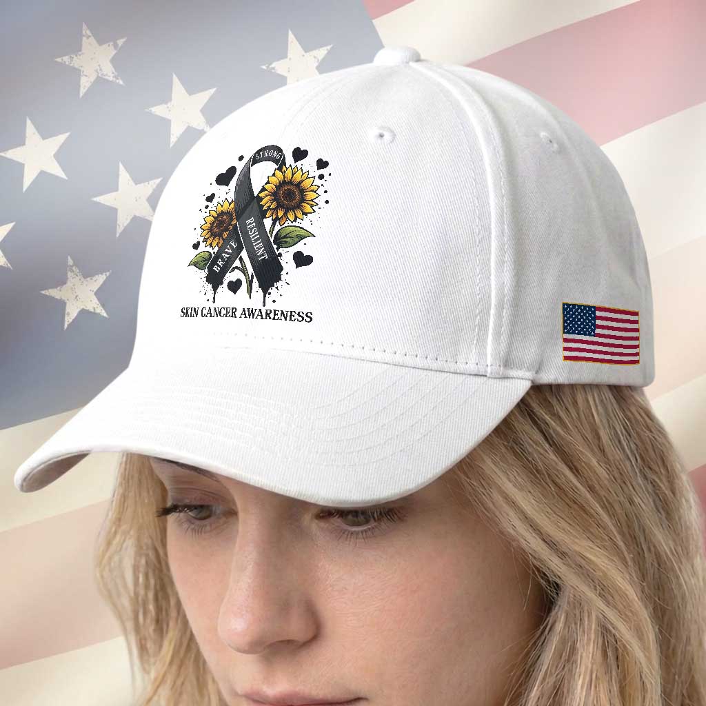 Sunflower Skin Cancer Awareness Baseball Cap Brave Strong Resilient TS12 Print Your Wear