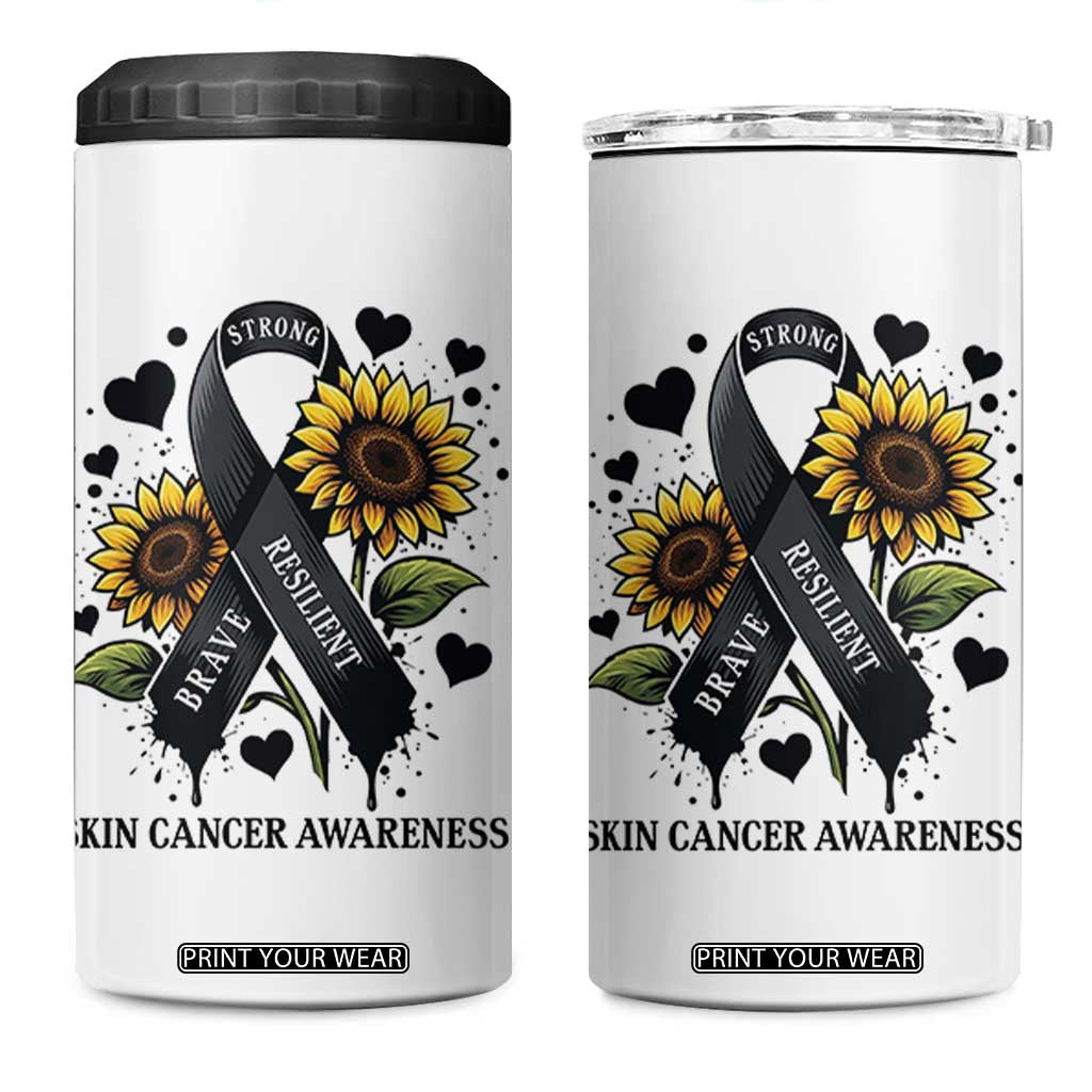 Sunflower Skin Cancer Awareness 4 in 1 Can Cooler Tumbler Brave Strong Resilient TS12 One Size: 16 oz White Print Your Wear