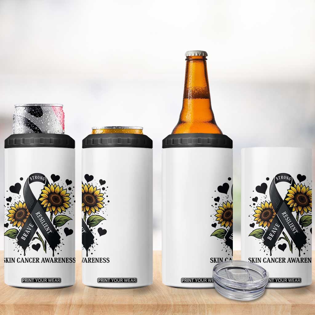 Sunflower Skin Cancer Awareness 4 in 1 Can Cooler Tumbler Brave Strong Resilient TS12 Print Your Wear