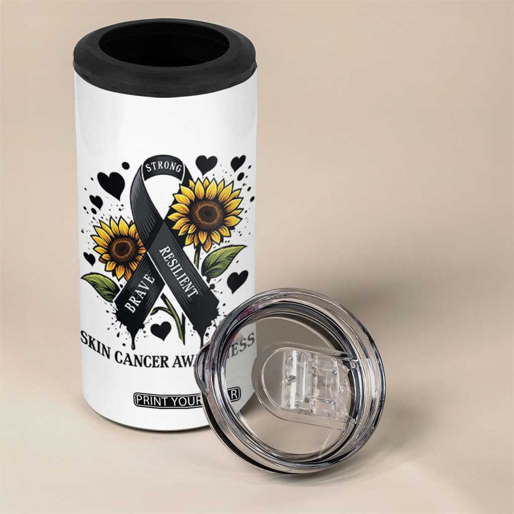 Sunflower Skin Cancer Awareness 4 in 1 Can Cooler Tumbler Brave Strong Resilient TS12 Print Your Wear