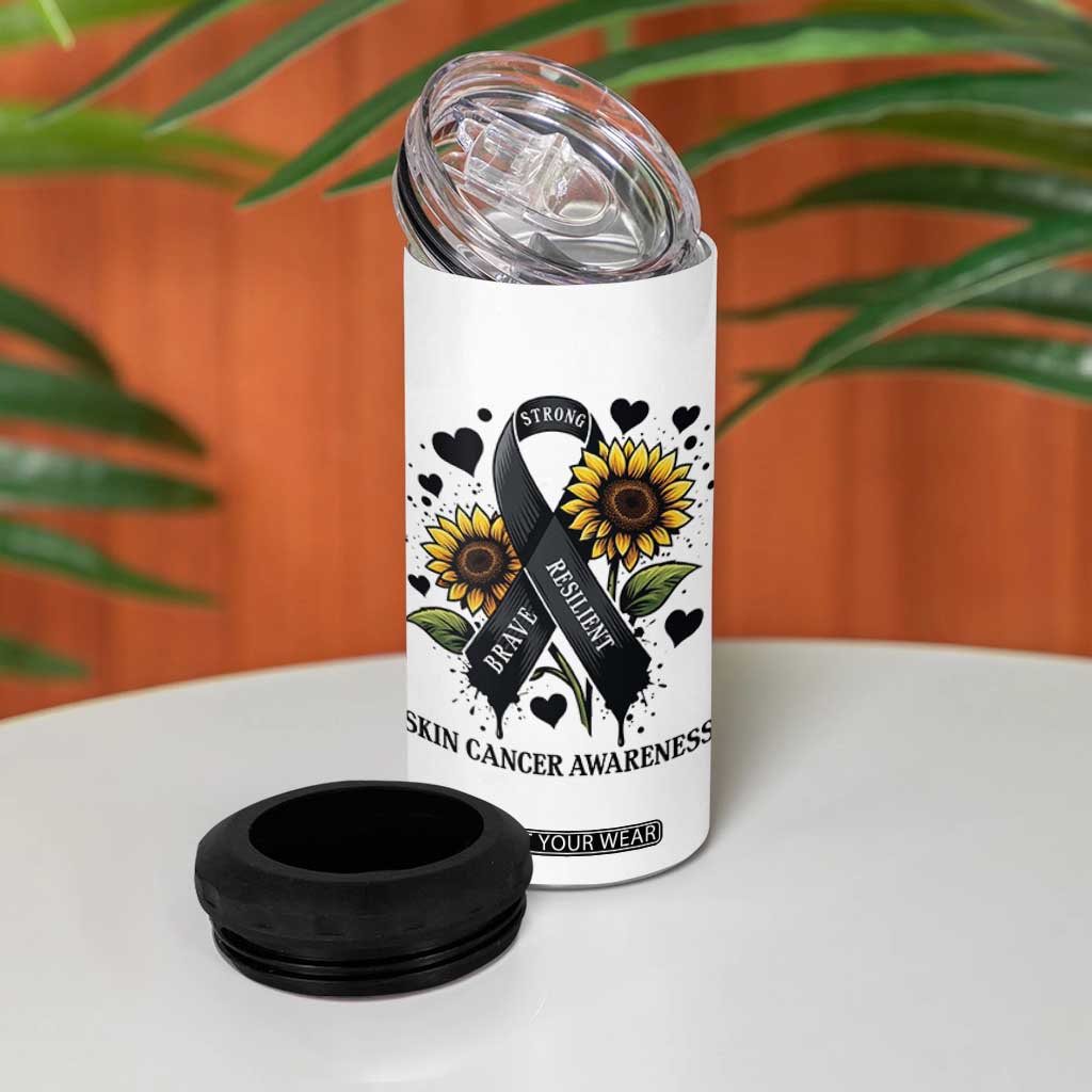 Sunflower Skin Cancer Awareness 4 in 1 Can Cooler Tumbler Brave Strong Resilient TS12 Print Your Wear