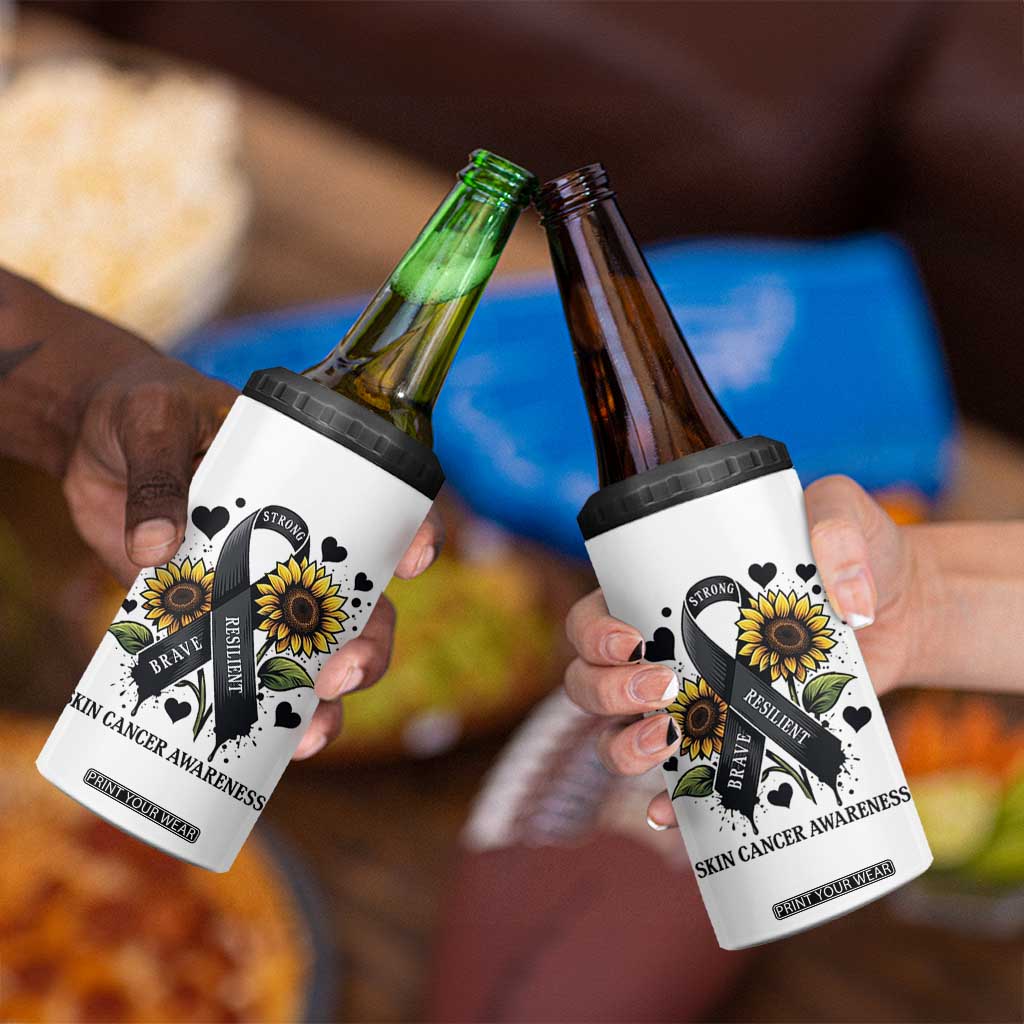 Sunflower Skin Cancer Awareness 4 in 1 Can Cooler Tumbler Brave Strong Resilient TS12 Print Your Wear