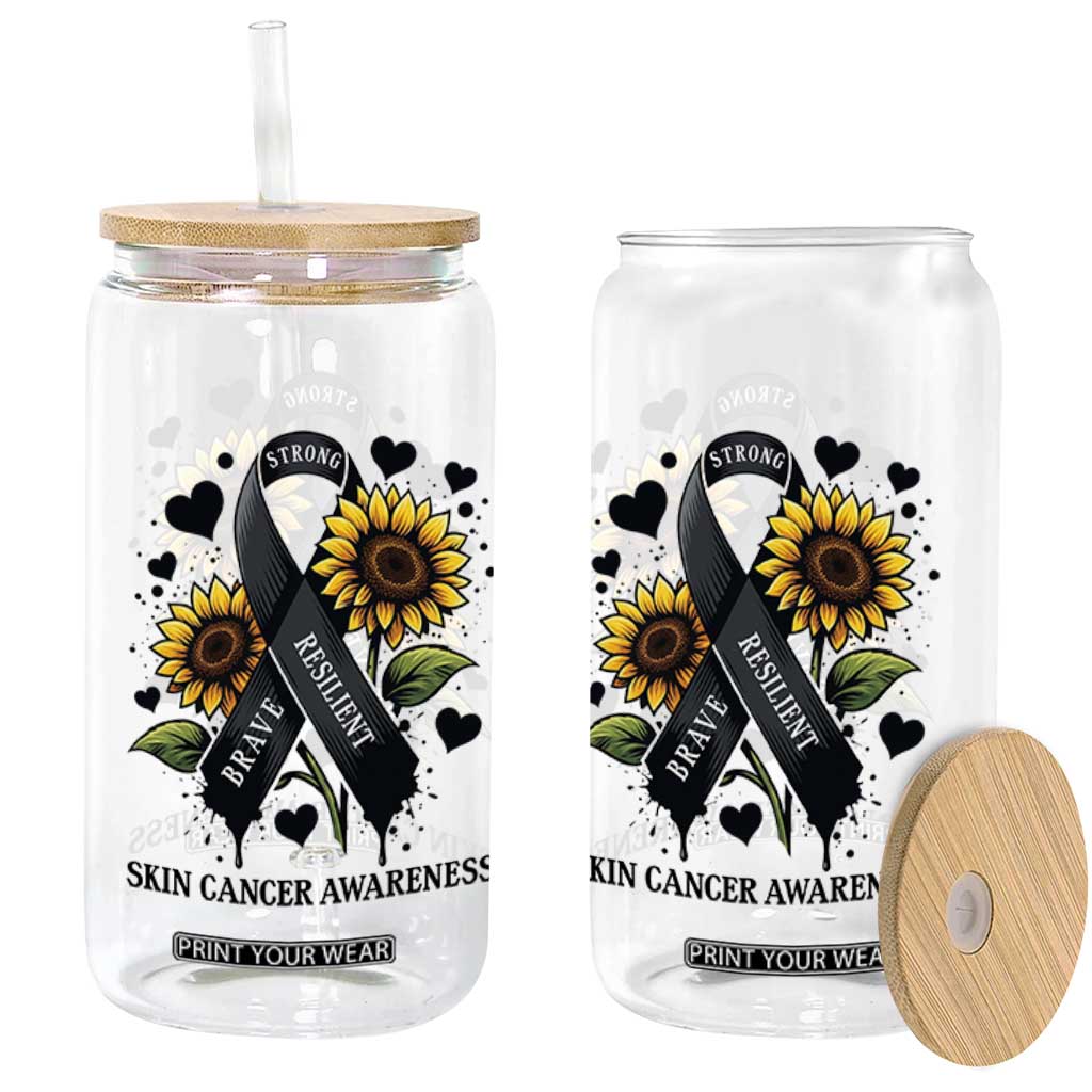 Sunflower Skin Cancer Awareness Glass Can Brave Strong Resilient TS12 Print Your Wear