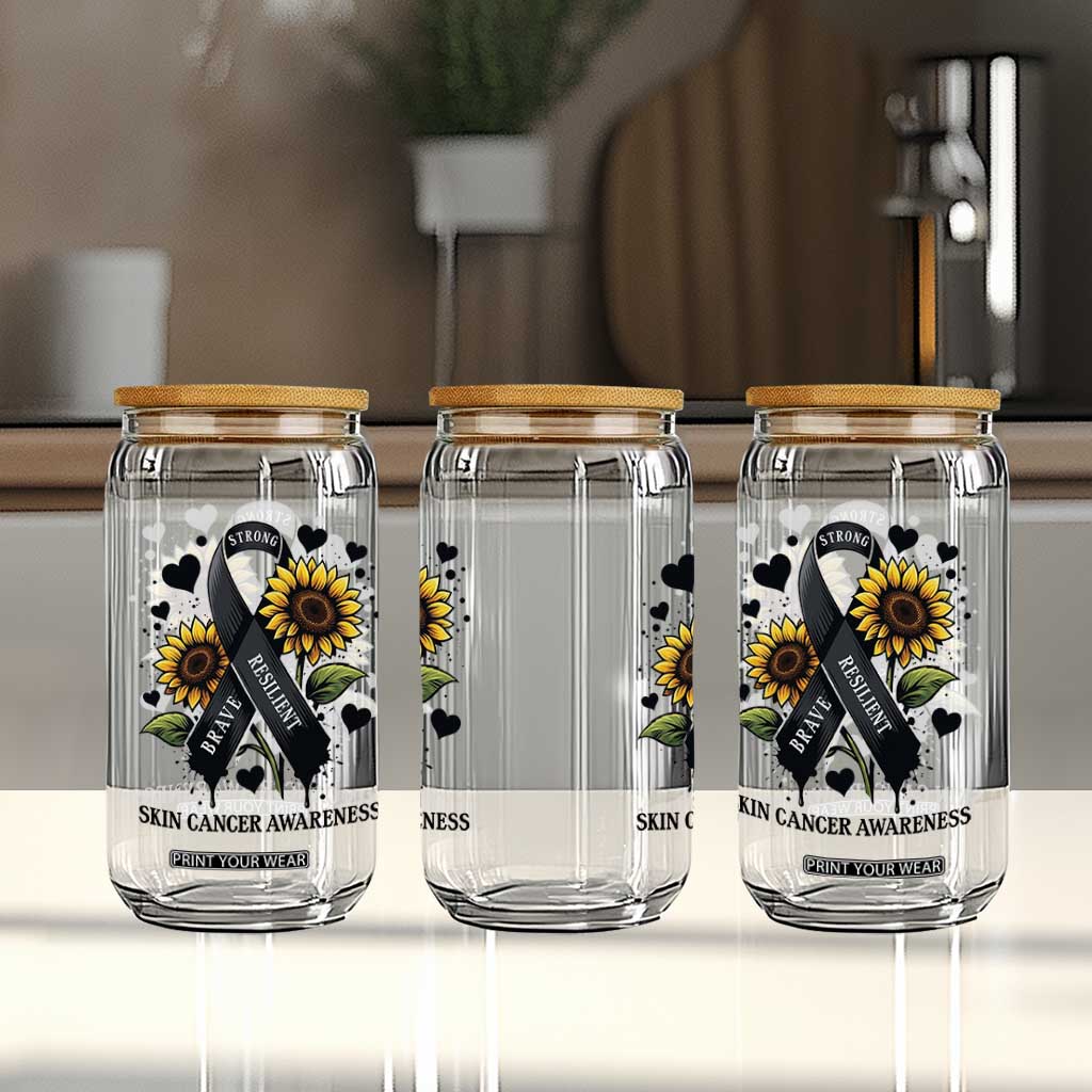 Sunflower Skin Cancer Awareness Glass Can Brave Strong Resilient TS12 Print Your Wear