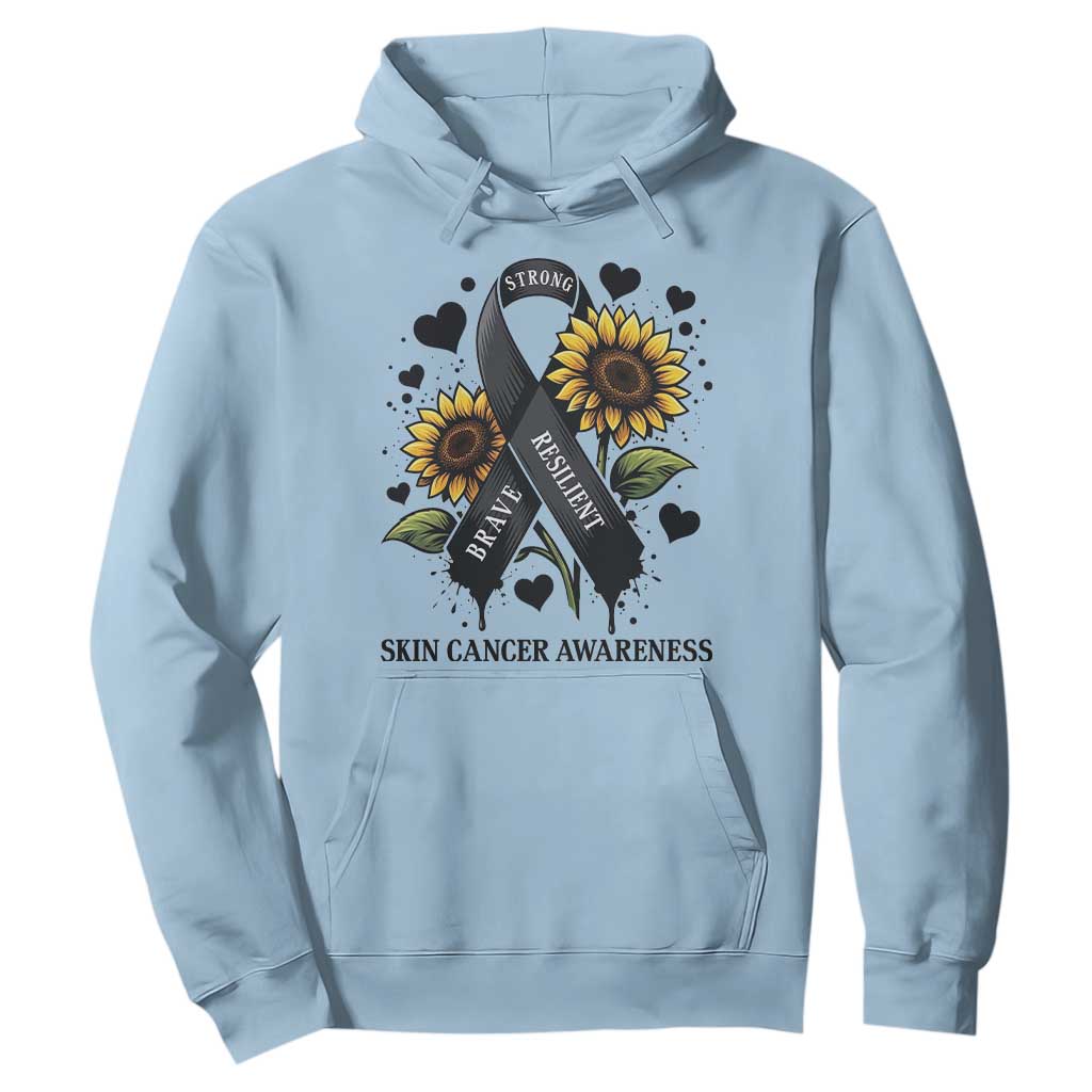 Sunflower Skin Cancer Awareness Hoodie Brave Strong Resilient TS12 Light Blue Print Your Wear