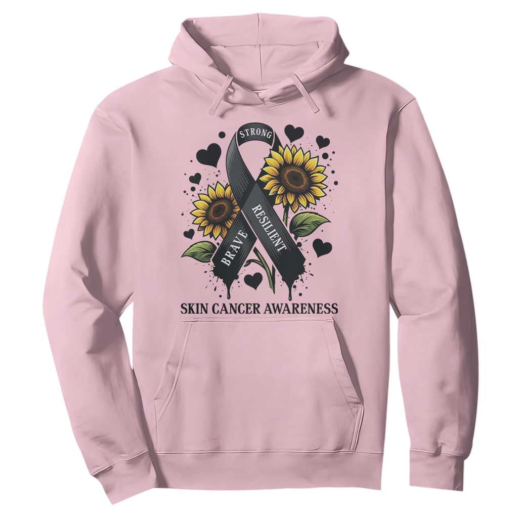 Sunflower Skin Cancer Awareness Hoodie Brave Strong Resilient TS12 Light Pink Print Your Wear
