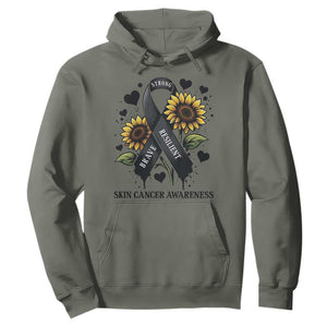 Sunflower Skin Cancer Awareness Hoodie Brave Strong Resilient TS12 Military Green Print Your Wear