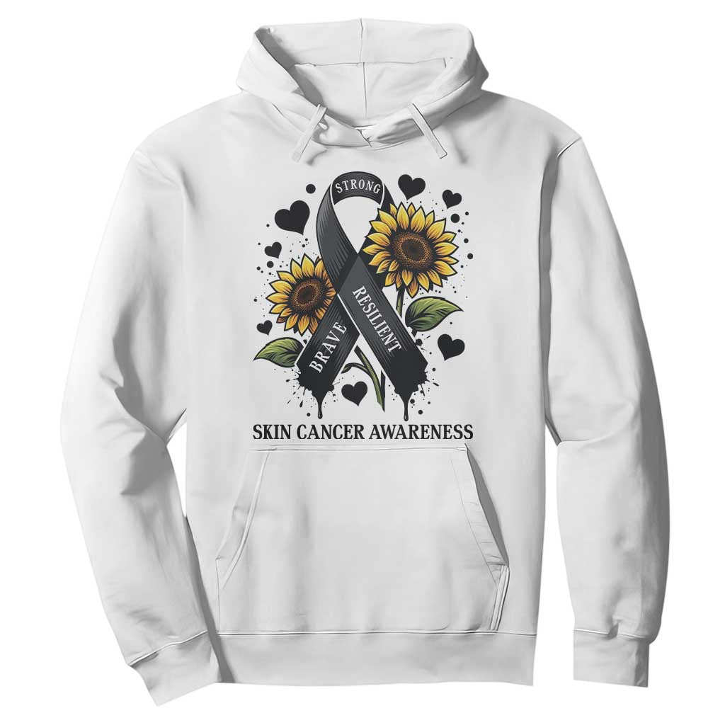 Sunflower Skin Cancer Awareness Hoodie Brave Strong Resilient TS12 White Print Your Wear