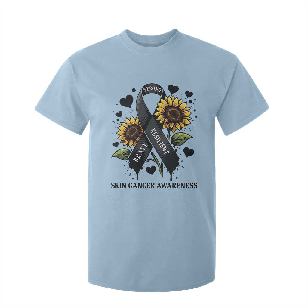Sunflower Skin Cancer Awareness T Shirt For Kid Brave Strong Resilient TS12 Light Blue Print Your Wear
