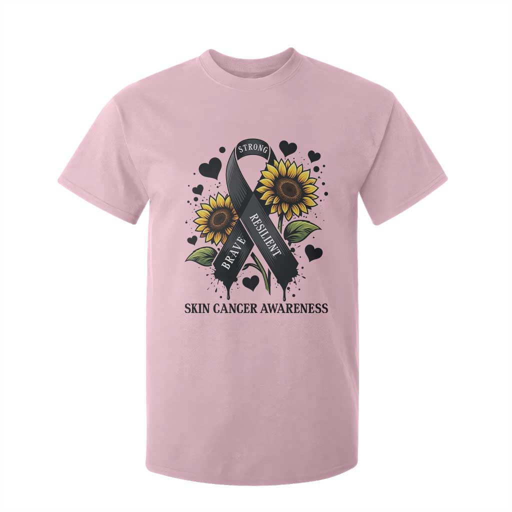 Sunflower Skin Cancer Awareness T Shirt For Kid Brave Strong Resilient TS12 Light Pink Print Your Wear