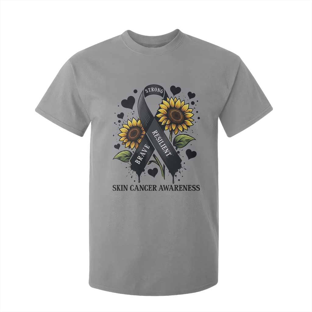 Sunflower Skin Cancer Awareness T Shirt For Kid Brave Strong Resilient TS12 Sport Gray Print Your Wear