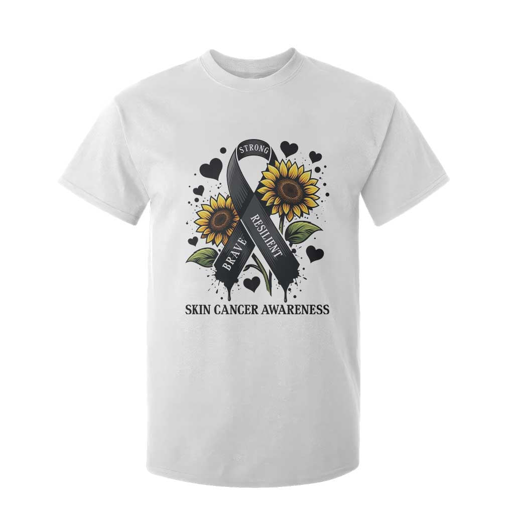 Sunflower Skin Cancer Awareness T Shirt For Kid Brave Strong Resilient TS12 White Print Your Wear