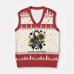 Sunflower Skin Cancer Awareness V-Neck Knit Sweater Vest Brave Strong Resilient TS12 Beige Red Print Your Wear