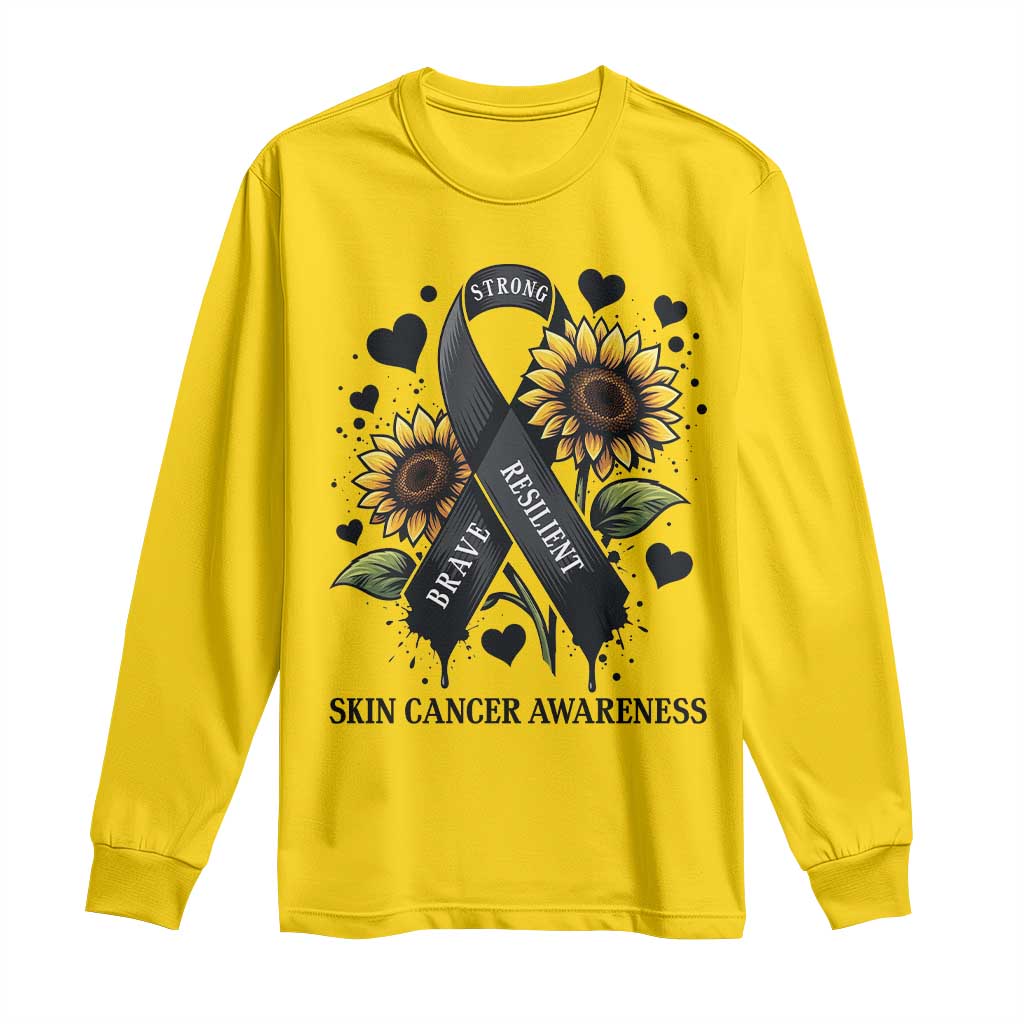 Sunflower Skin Cancer Awareness Long Sleeve Shirt Brave Strong Resilient TS12 Daisy Print Your Wear
