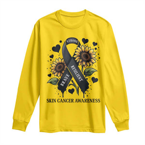 Sunflower Skin Cancer Awareness Long Sleeve Shirt Brave Strong Resilient TS12 Daisy Print Your Wear
