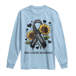 Sunflower Skin Cancer Awareness Long Sleeve Shirt Brave Strong Resilient TS12 Light Blue Print Your Wear