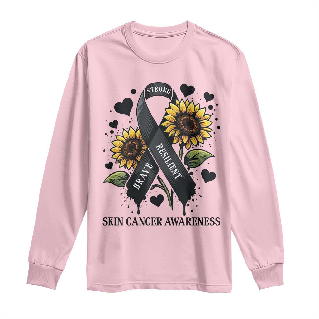 Sunflower Skin Cancer Awareness Long Sleeve Shirt Brave Strong Resilient TS12 Light Pink Print Your Wear