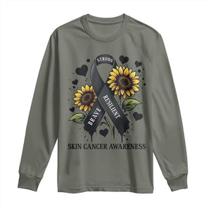 Sunflower Skin Cancer Awareness Long Sleeve Shirt Brave Strong Resilient TS12 Military Green Print Your Wear
