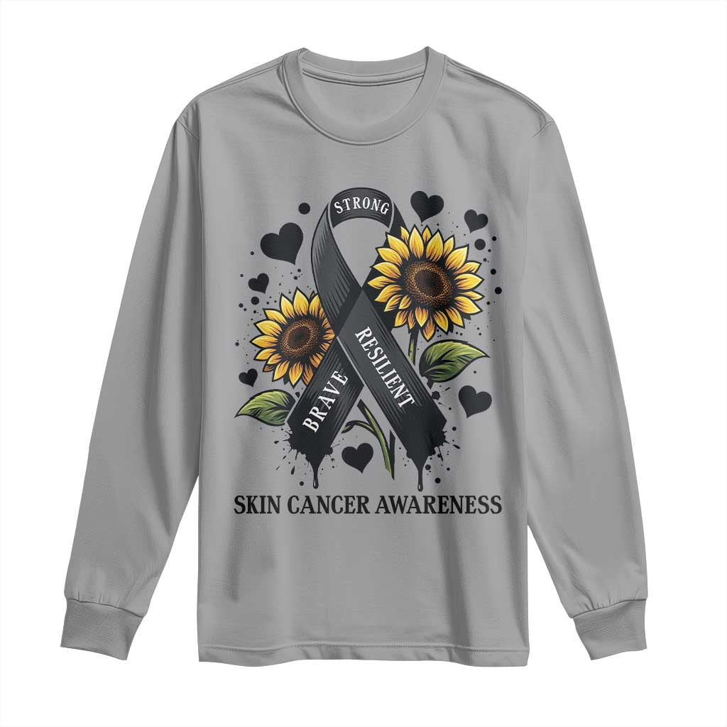 Sunflower Skin Cancer Awareness Long Sleeve Shirt Brave Strong Resilient TS12 Sport Gray Print Your Wear