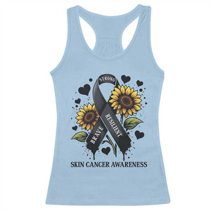 Sunflower Skin Cancer Awareness Racerback Tank Top Brave Strong Resilient TS12 Light Blue Print Your Wear