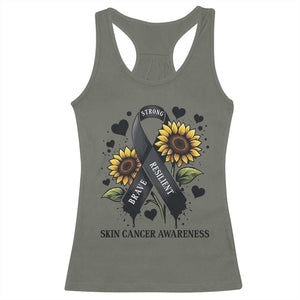 Sunflower Skin Cancer Awareness Racerback Tank Top Brave Strong Resilient TS12 Military Green Print Your Wear