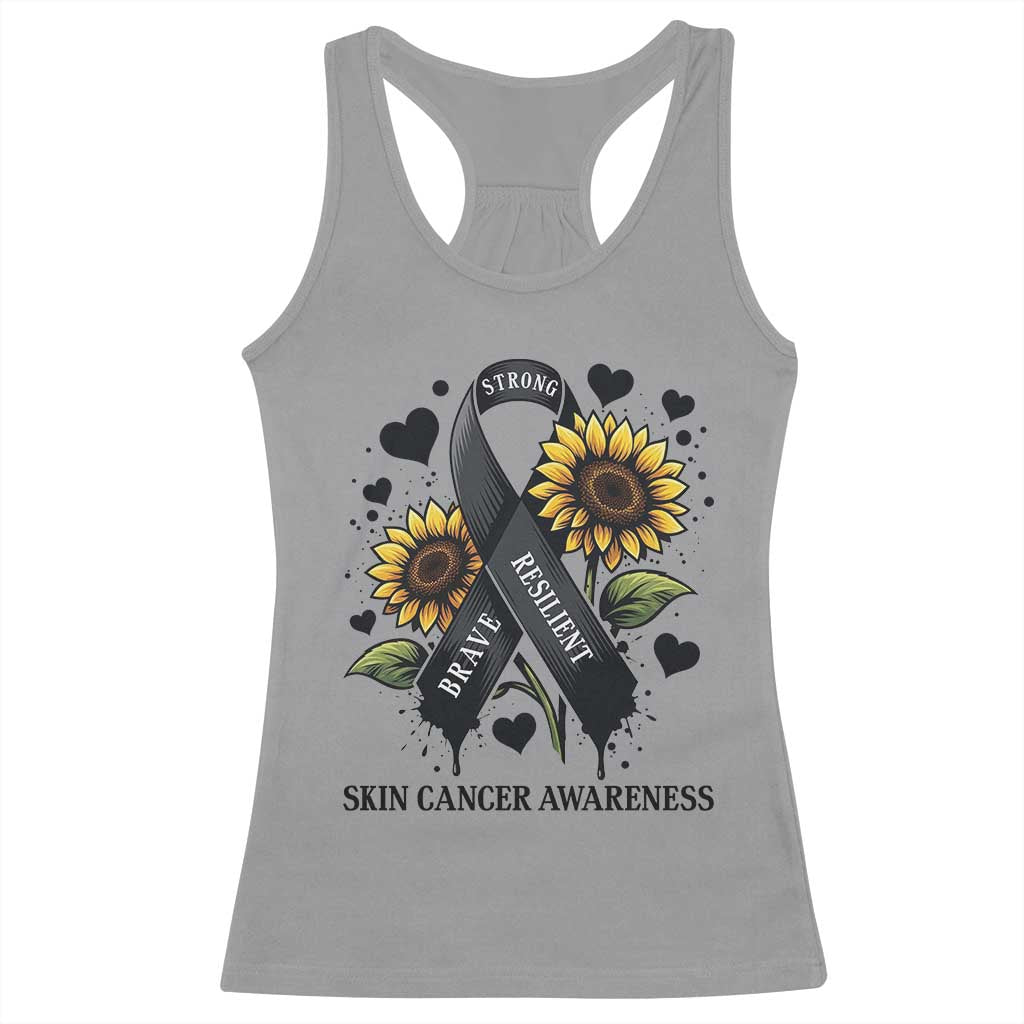 Sunflower Skin Cancer Awareness Racerback Tank Top Brave Strong Resilient TS12 Sport Gray Print Your Wear