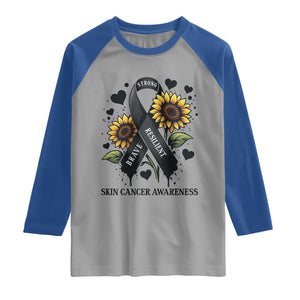 Sunflower Skin Cancer Awareness Raglan Shirt Brave Strong Resilient TS12 Sport Gray Royal Print Your Wear