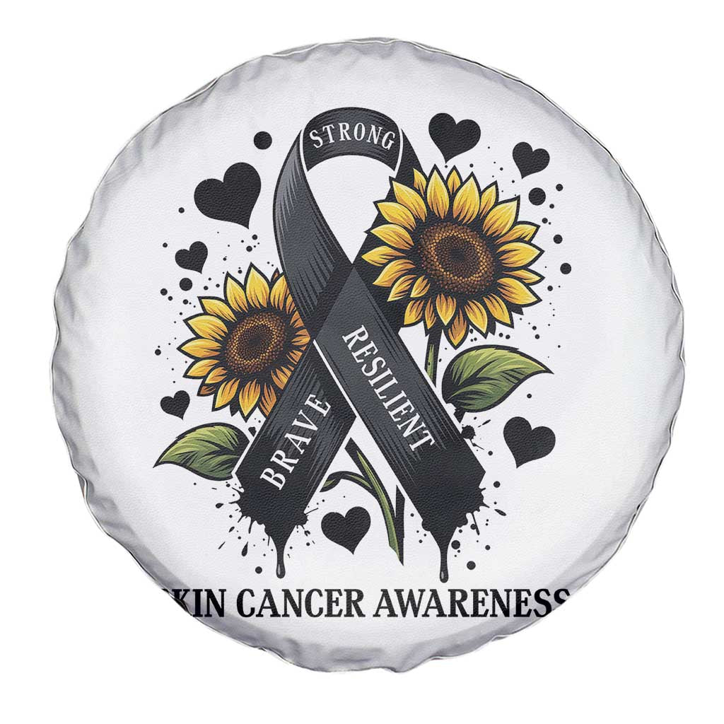 Sunflower Skin Cancer Awareness Spare Tire Cover Brave Strong Resilient TS12 Print Your Wear