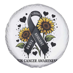 Sunflower Skin Cancer Awareness Spare Tire Cover Brave Strong Resilient TS12 Print Your Wear