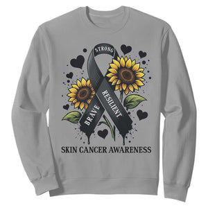 Sunflower Skin Cancer Awareness Sweatshirt Brave Strong Resilient TS12 Sport Gray Print Your Wear