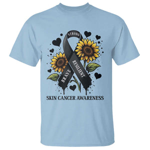 Sunflower Skin Cancer Awareness T Shirt Brave Strong Resilient TS12 Light Blue Print Your Wear