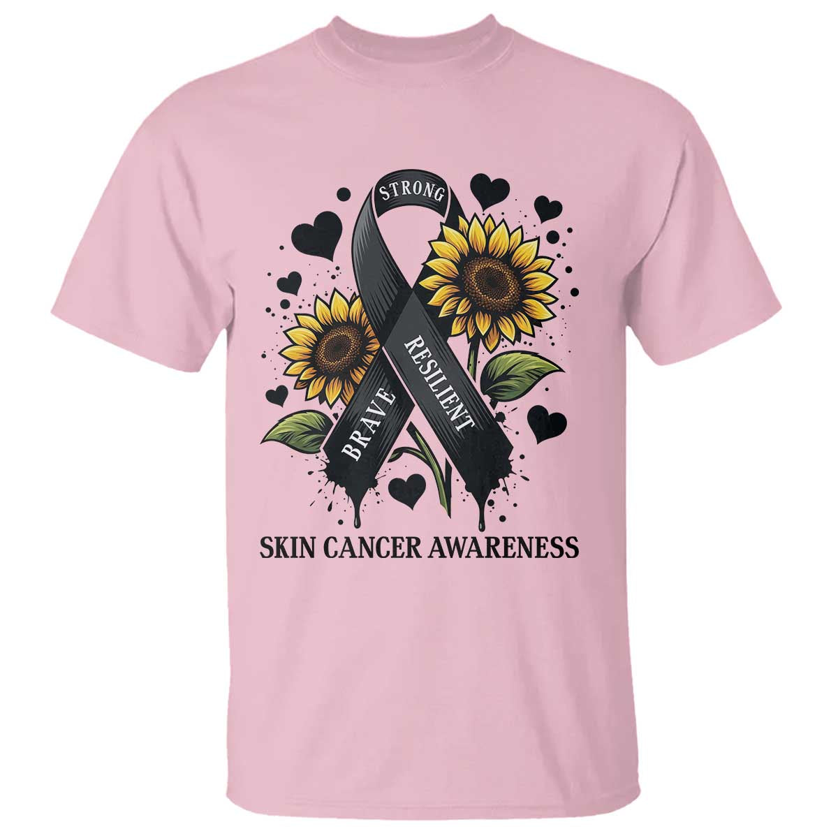 Sunflower Skin Cancer Awareness T Shirt Brave Strong Resilient TS12 Light Pink Print Your Wear