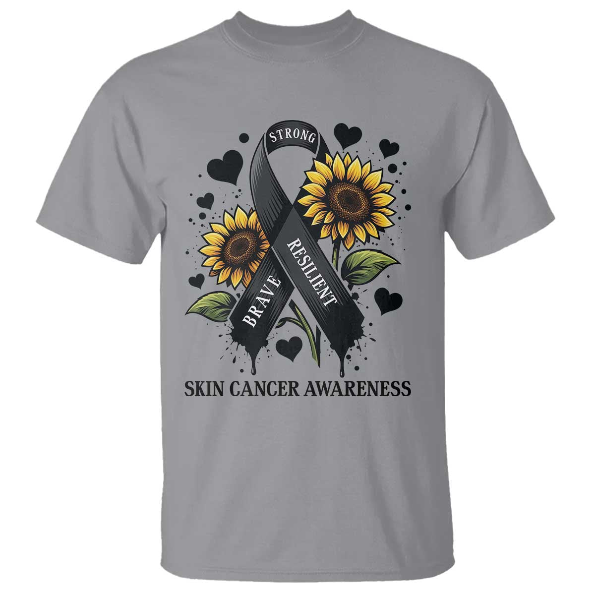 Sunflower Skin Cancer Awareness T Shirt Brave Strong Resilient TS12 Sport Gray Print Your Wear