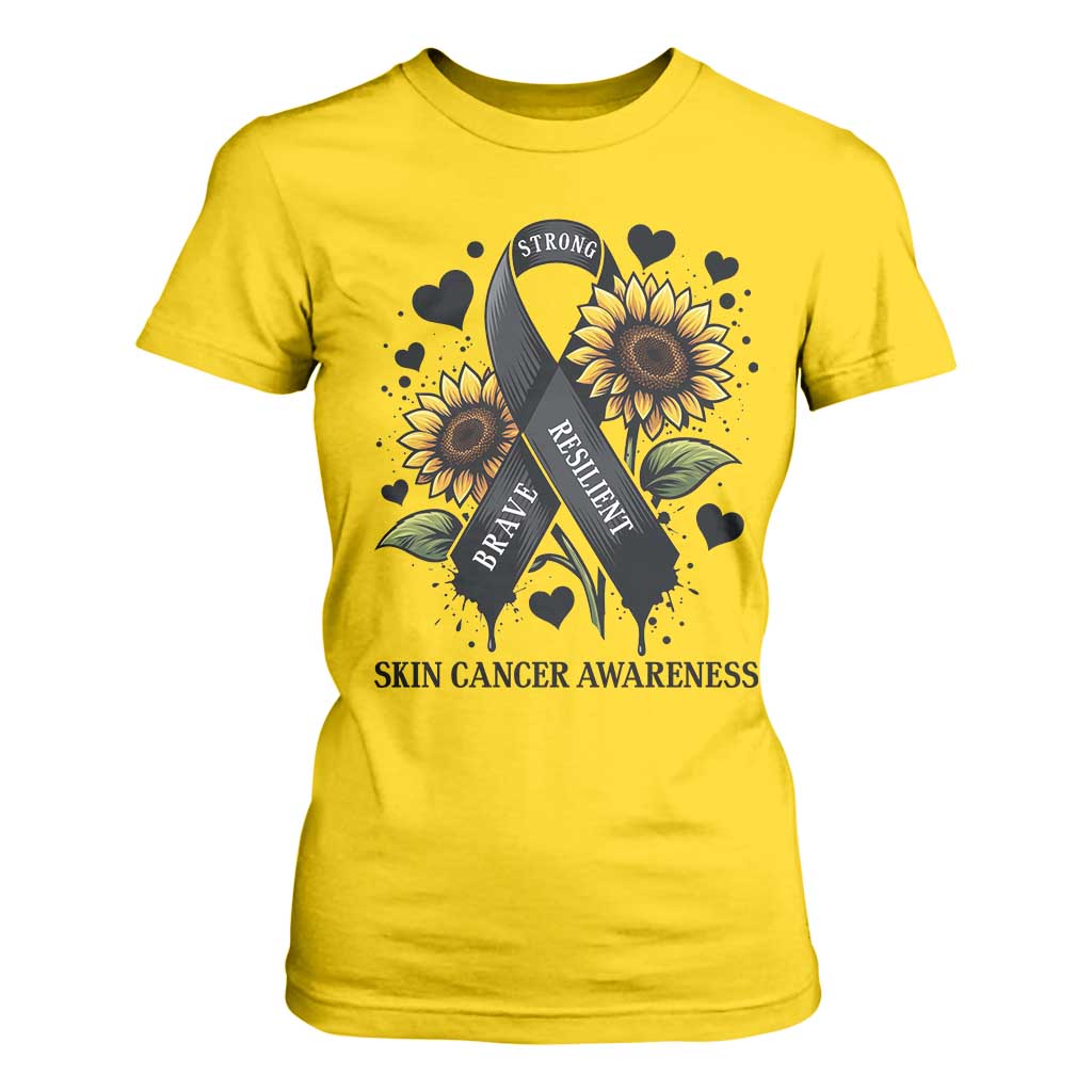 Sunflower Skin Cancer Awareness T Shirt For Women Brave Strong Resilient TS12 Daisy Print Your Wear