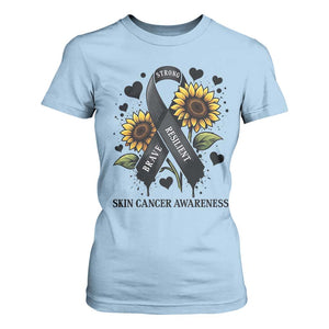 Sunflower Skin Cancer Awareness T Shirt For Women Brave Strong Resilient TS12 Light Blue Print Your Wear