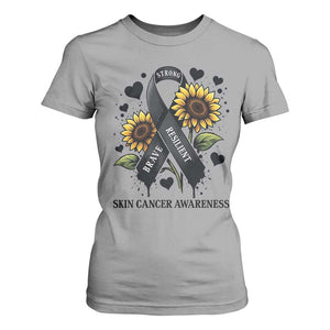 Sunflower Skin Cancer Awareness T Shirt For Women Brave Strong Resilient TS12 Sport Gray Print Your Wear