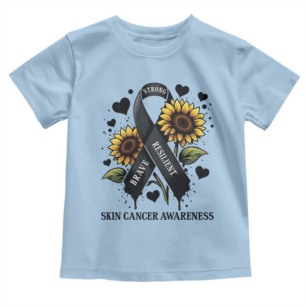 Sunflower Skin Cancer Awareness Toddler T Shirt Brave Strong Resilient TS12 Light Blue Print Your Wear
