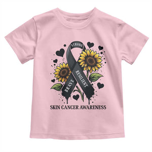 Sunflower Skin Cancer Awareness Toddler T Shirt Brave Strong Resilient TS12 Light Pink Print Your Wear
