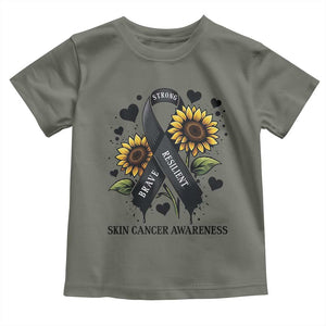Sunflower Skin Cancer Awareness Toddler T Shirt Brave Strong Resilient TS12 Military Green Print Your Wear