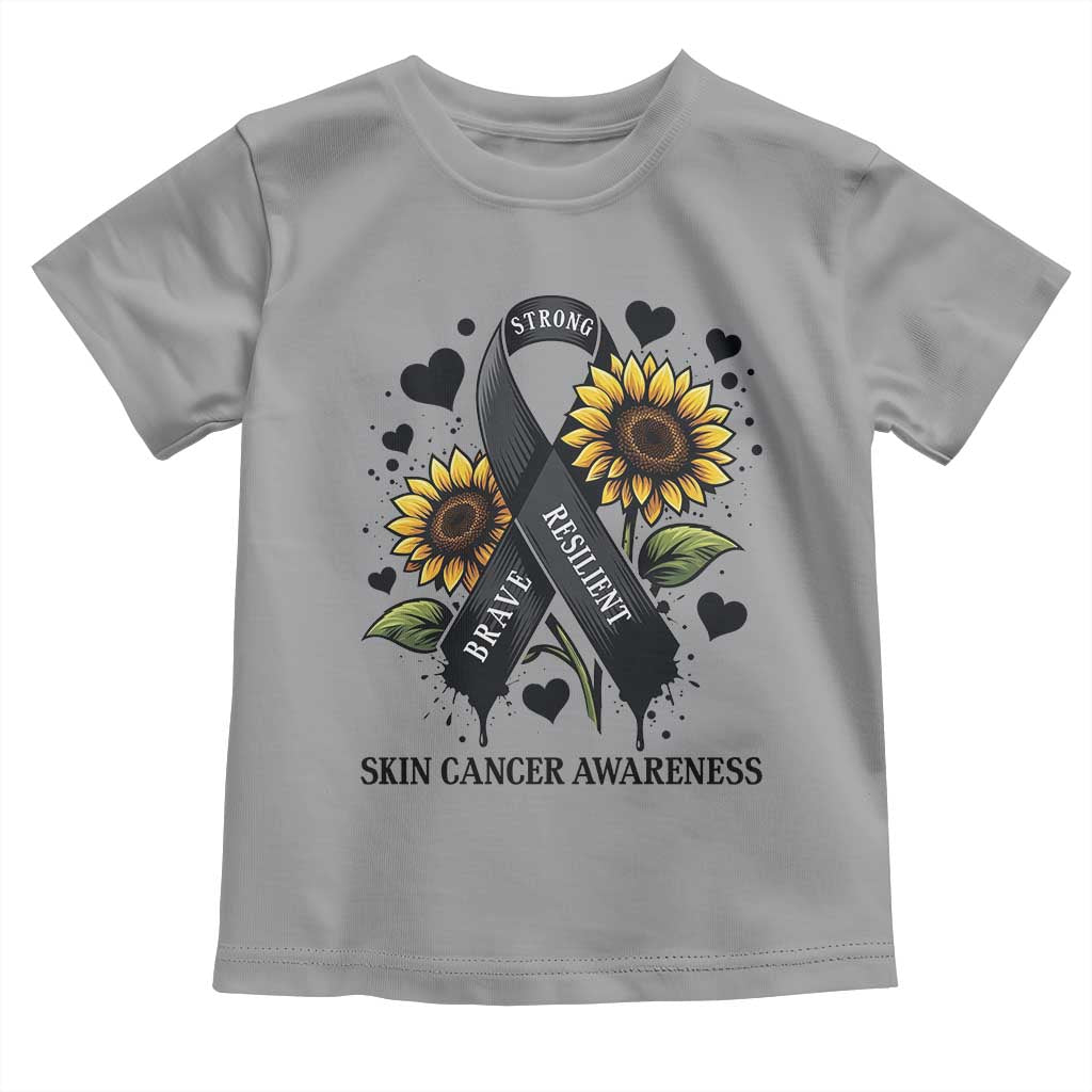 Sunflower Skin Cancer Awareness Toddler T Shirt Brave Strong Resilient TS12 Sport Gray Print Your Wear