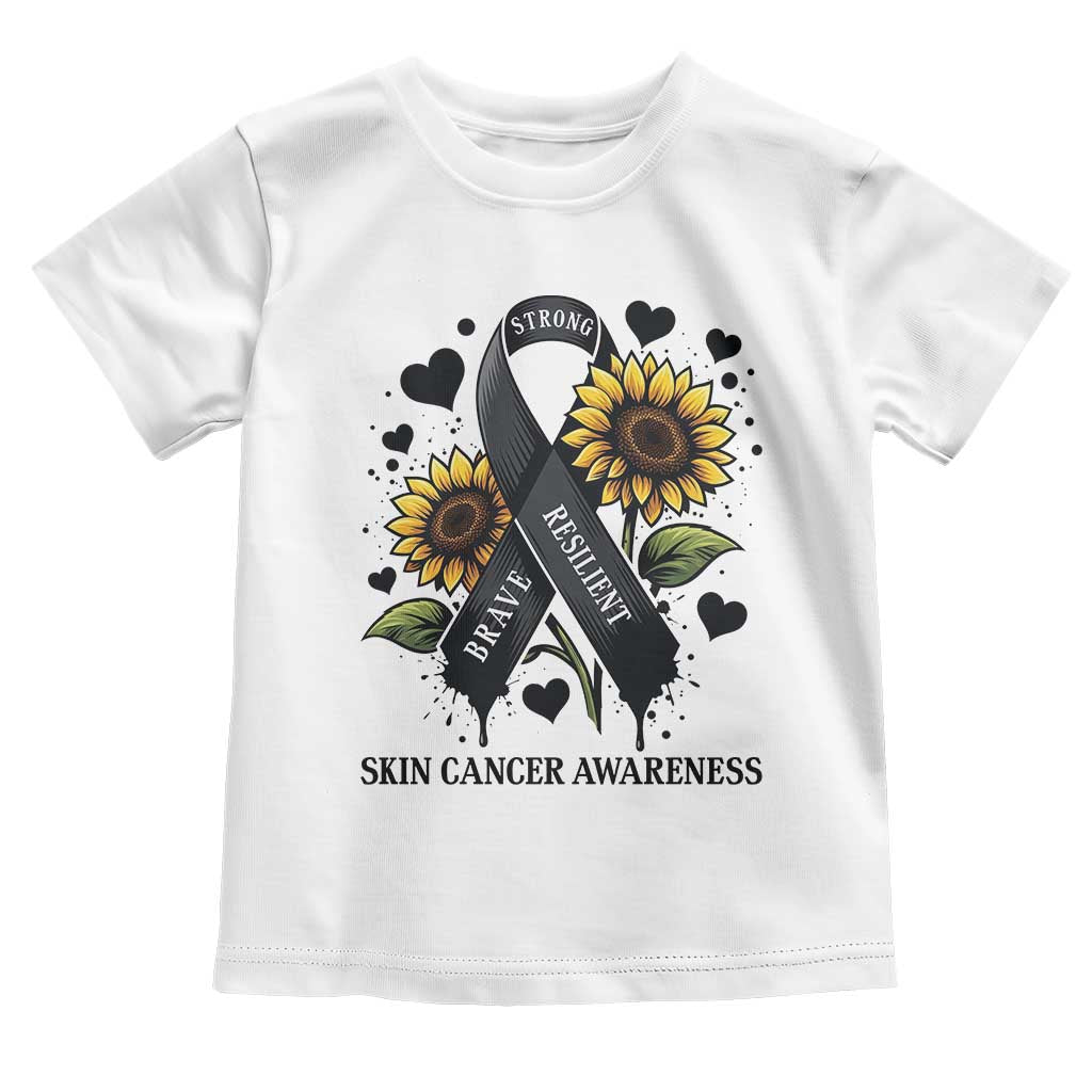 Sunflower Skin Cancer Awareness Toddler T Shirt Brave Strong Resilient TS12 White Print Your Wear