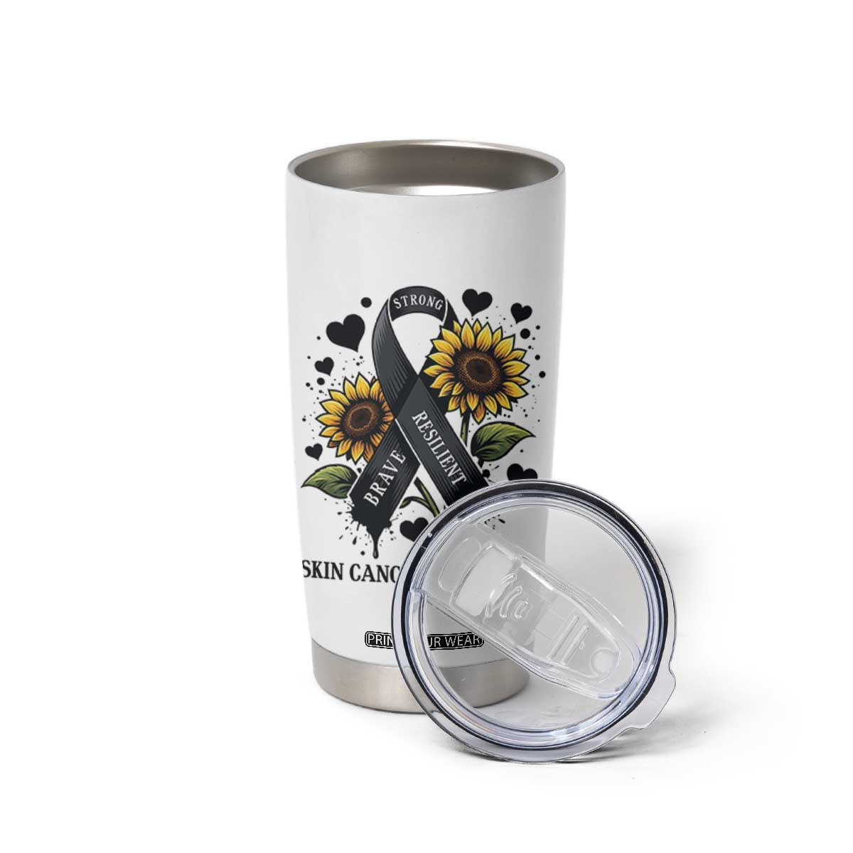 Sunflower Skin Cancer Awareness Tumbler Cup Brave Strong Resilient TS12 Print Your Wear