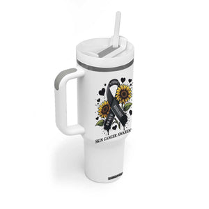 Sunflower Skin Cancer Awareness Tumbler With Handle Brave Strong Resilient TS12 Print Your Wear
