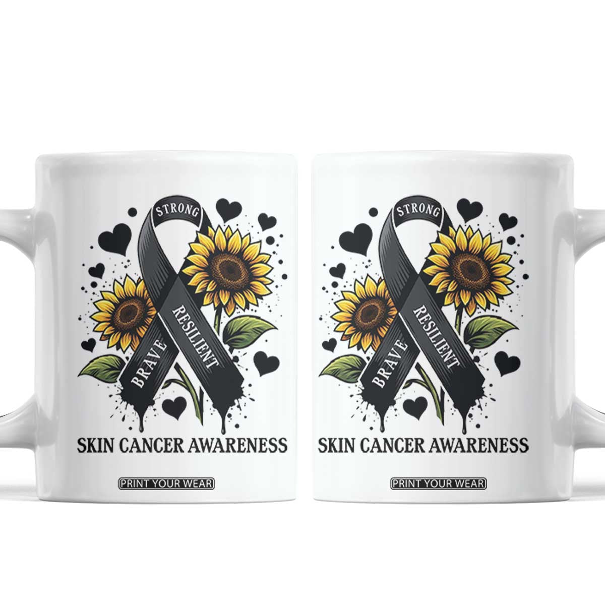 Sunflower Skin Cancer Awareness Coffee Mug Brave Strong Resilient TS12 White Print Your Wear