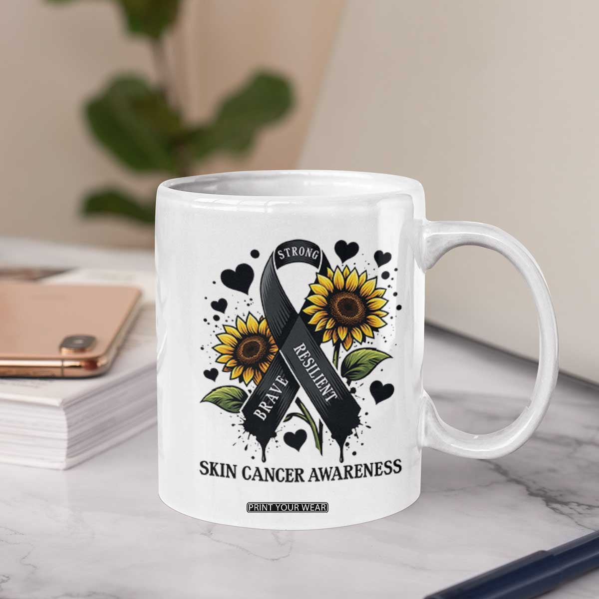 Sunflower Skin Cancer Awareness Coffee Mug Brave Strong Resilient TS12 Print Your Wear